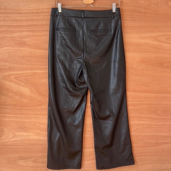 Avec Les Filles black faux leather wide leg trousers size L large belt loops - Picture 6 of 8